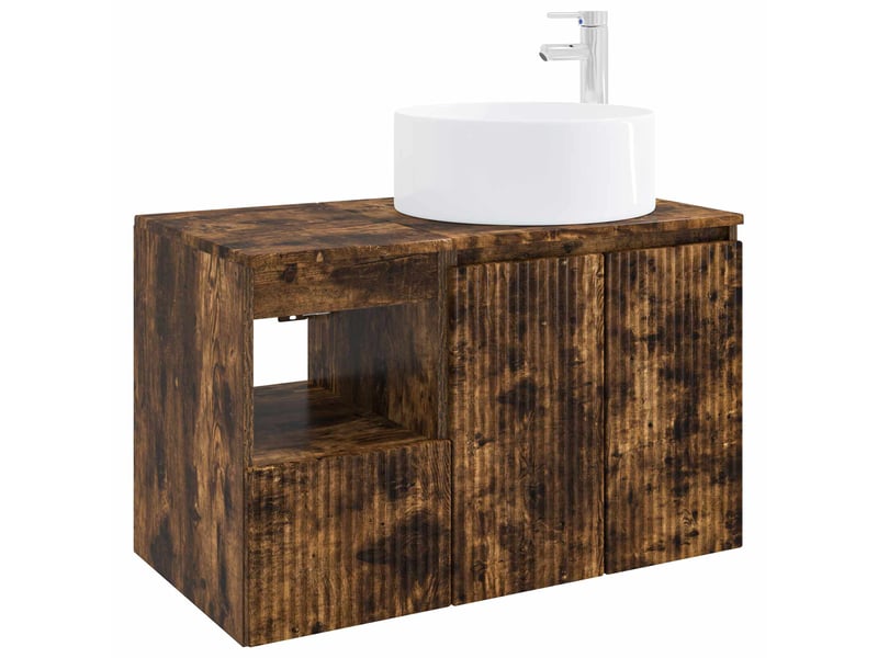 Ensemble de mobilier de salle de bain 2 pc chêne fumé cf64092 - Conforama A