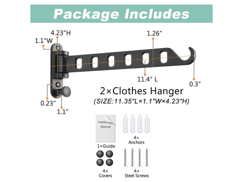  Porte-vêtements mural pliable, rotation à 180°, aluminium massif, blanc, étendoir pour buanderie, crochet de rangement pliable, gain de place  - Conforama C