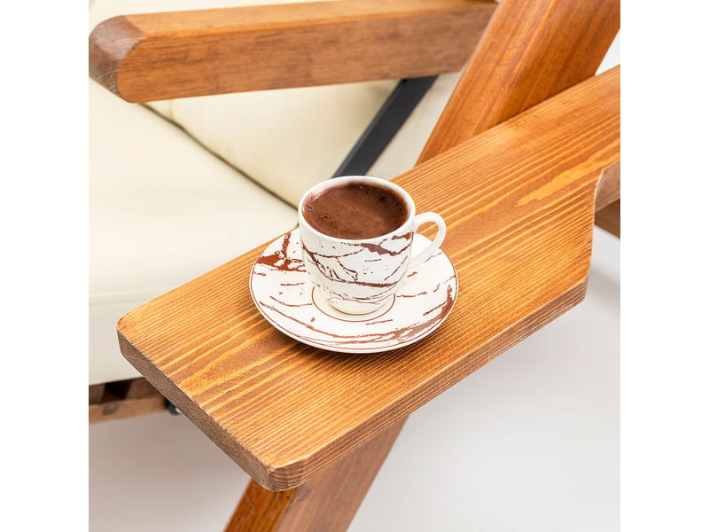  Balançoire de jardin en bois avec toit galata swing - crème  - Conforama E
