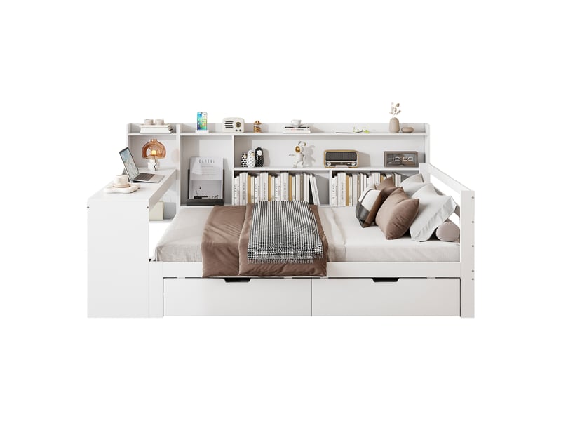  Lit avec rangement 140x200cm coloris blanc bois massif lit enfant blanc - Conforama A