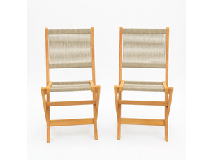Lot de 2 chaises pliantes d’extérieur avec assise et dossier tressés