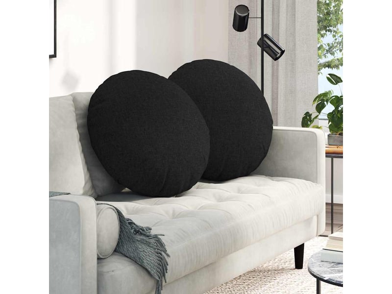 Lot de 2 coussins de siège, coussins décoratifs tissu noir ø80 x 29 cm cf59852 - Conforama B