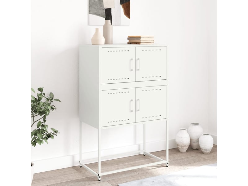  Buffet - bahut - meuble de rangement blanc 68,5x38,5x107 cm acier  - Conforama C
