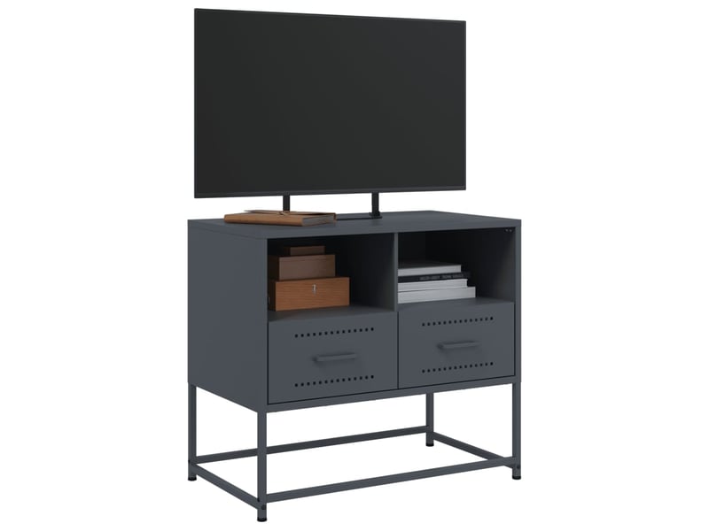  Meuble tv - banc tv - meuble de rangement anthracite 68x39x60,5 cm acier  - Conforama E