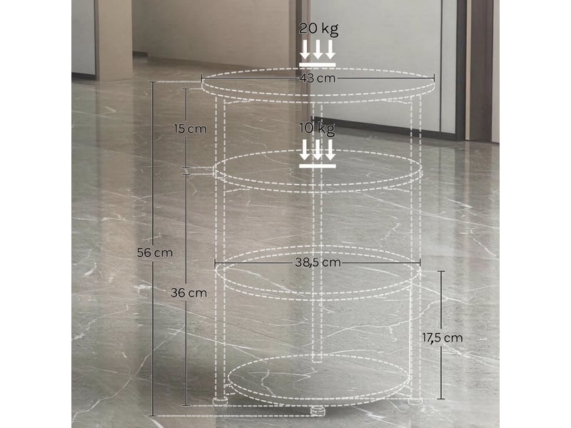  Table d'appoint ronde avec panier de rangement pour salon ou chambre ø43×56 cm noir en métal  - Conforama D