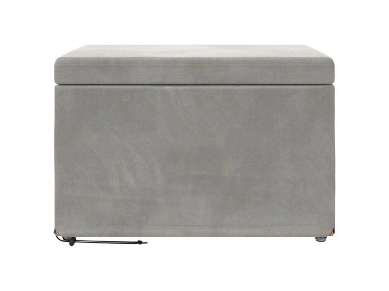  Tabouret bas, ottoman gris clair 61x41x40 cm velours et bois composite  - Conforama D