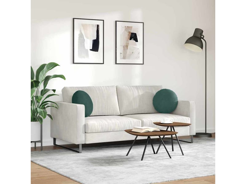  Lot de 2 coussins de siège, coussins décoratifs vert foncé ø 40 x 13 cm velours cf59939  - Conforama D