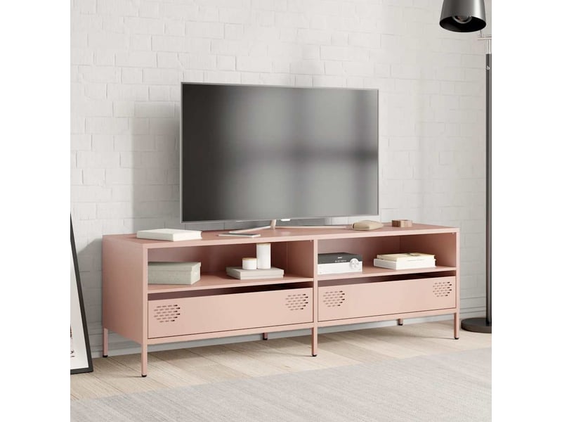  Meuble tv - banc tv - meuble de rangement rose 135x39x43,5 cm acier laminé à froid  - Conforama C