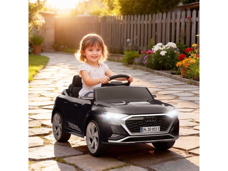  Audi q8 e-tron sportback voiture électrique pour enfants avec batterie 12v, télécommande, phares, klaxon et musique - noir  - Conforama C
