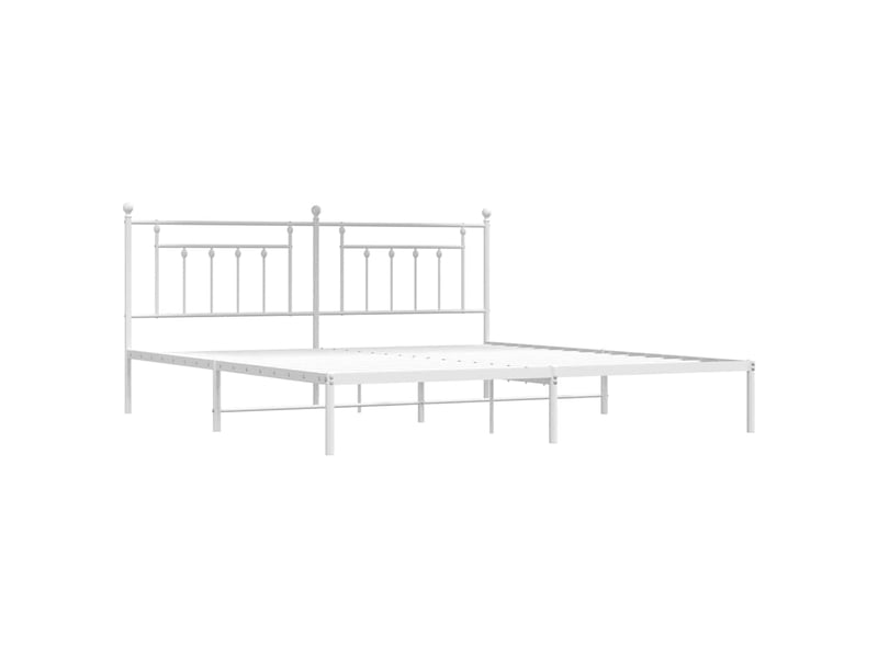  Lit double- lit adulte -  cadre de lit métal sans matelas et tête de lit blanc 200x200 cm  - Conforama B
