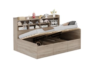 Lit coffre 90x200 cm CozyNest coloris naturel