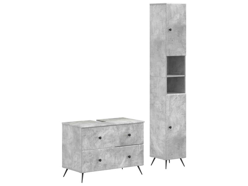 Ensemble de 2 meubles de salle de bain breda gris béton cf63095 - Conforama A