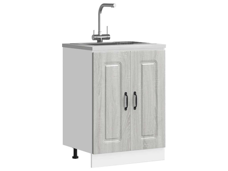  Meuble de cuisine, meuble bas pour évier kalmar sonoma gris bois d'ingénierie  - Conforama B