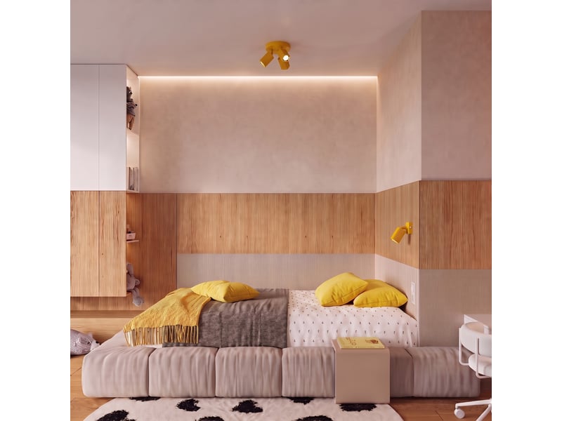  Plafonnier rayo 3p jaune aluminium moderne 18x20x20cm SL.3264 - Conforama B