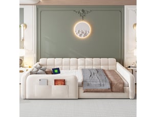 Lit 2 places 140x200 cm <strong></strong> <strong>CozyNest</strong> coloris beige
