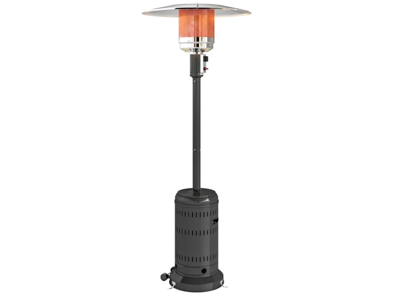  Parasol chauffant gaz extérieur 11 kw – chauffage de terrasse radiant au propane avec allumage piézo, sécurité anti-basculement et roulettes – pour jardin et terrasse – noir  - Conforama A