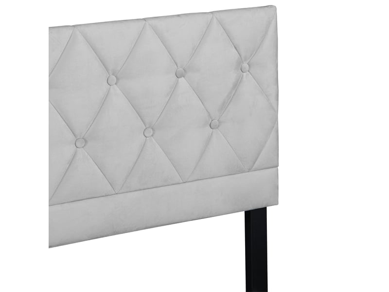  Lit enfant coffre 90x190 cm, tête de lit réglable, sommier à lattes, velours gris, sans matelas  - Conforama E