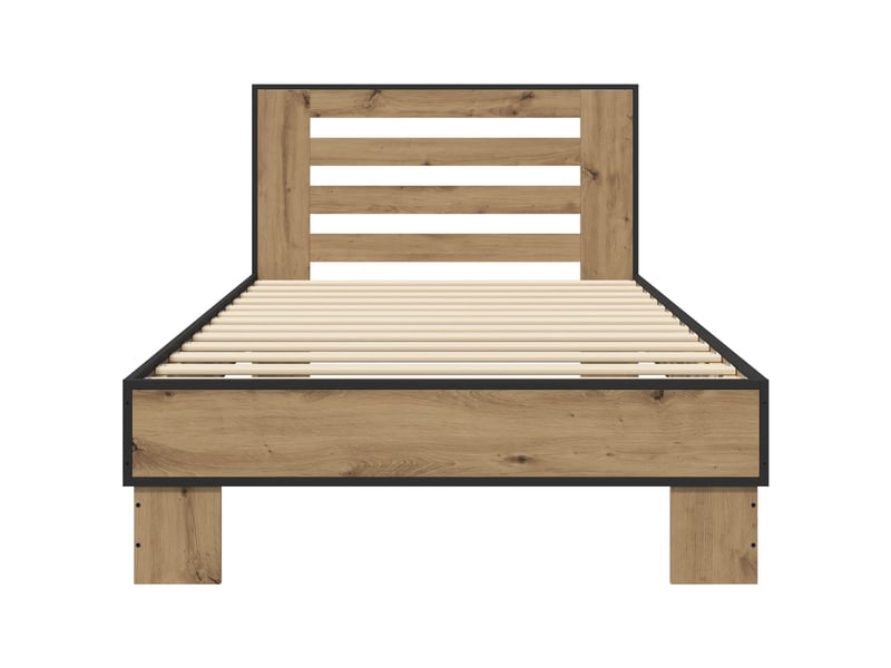 Lit simple- lit adulte -  cadre de lit avec tête de lit chêne artisanal 80 x 200 cm  - Conforama C