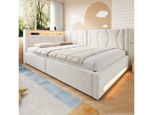 Lit coffre 140x200 cm <strong>ELVMI</strong> <strong></strong> coloris beige