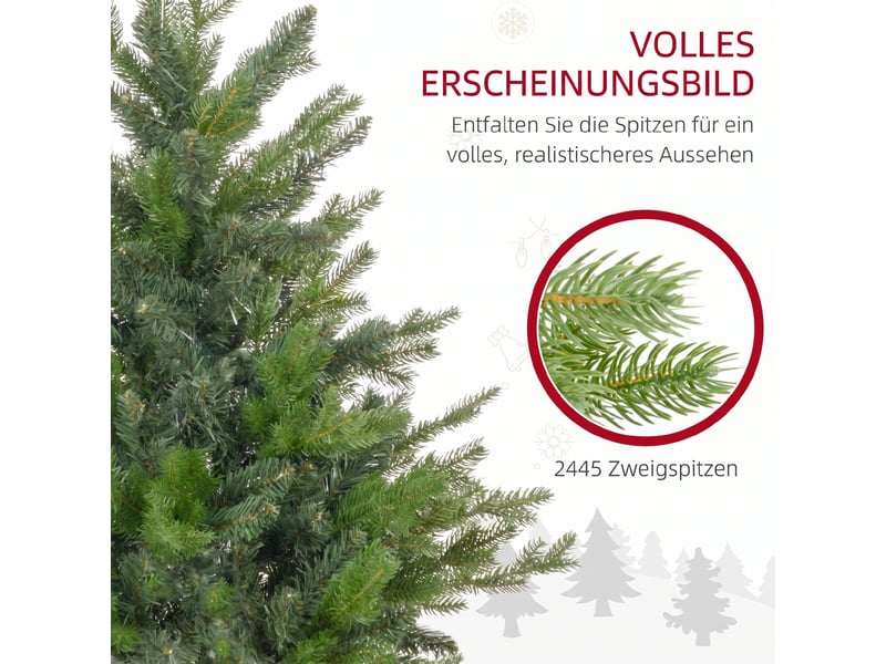 Sapin de noël artificiel de 210 cm avec 2445 branches ignifugées et pied pliable en métal  - Conforama E