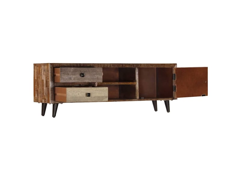  Meuble tv - banc tv - meuble de rangement 118x30x40 cm bois de manguier massif  - Conforama D