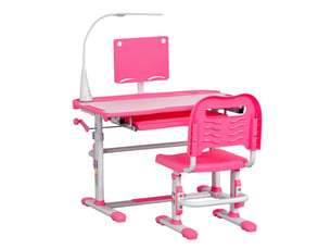 Ensemble bureau et chaise enfant réglables rose, plateau inclinable 80 x 49,5 x 82-104 cm
