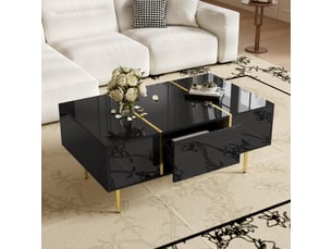Table basse rectangulaire coloris noir <strong></strong> <strong></strong> - 60 cmx100 cm