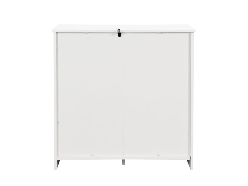 Commode 4 tiroirs effet rotin – mdf et poignées en bois – naturel et blanc – 80 x 80 x 38 cm  - Conforama E