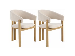 2 chaises de salle à manger 61,5x52,5x83 cm, accoudoirs, design moderne, structure en métal, revêtement lin, finition bois naturel