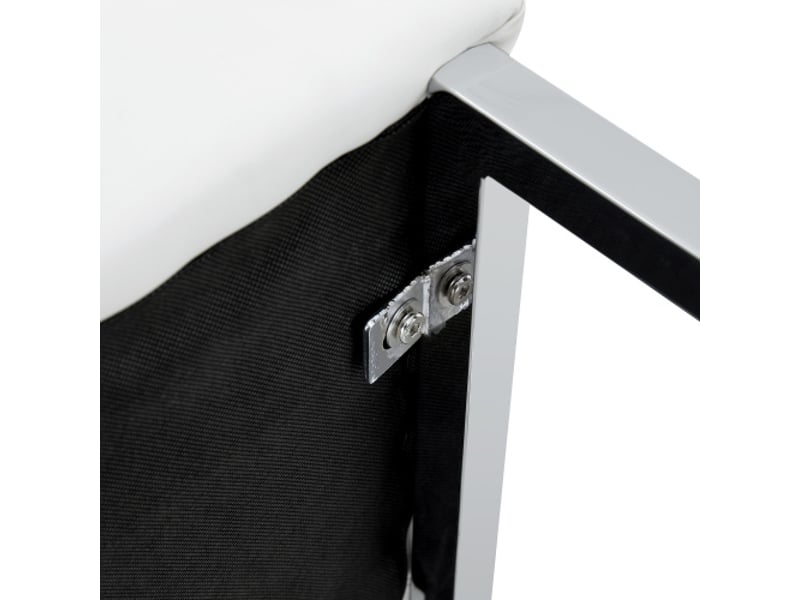  Lot de 2 tabourets de bar, tabourets blancs avec coussin, pieds en métal argentés  - Conforama E