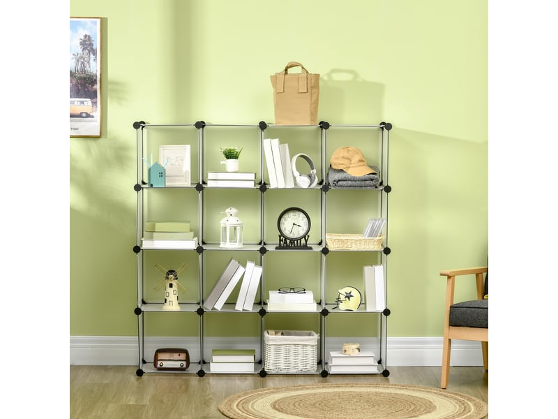 Rangement à chaussures modulaire en plastique transparent, 16 cubes, pour entrée, couloir ou chambre, 125 x 32 x 125 cm - Conforama D