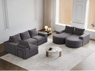 Kaleido pro – lot de 2 canapés d’angle modulables connectables – 6 places – 251x160x81 cm – méridienne réversible – tissu chenille – confort douillet