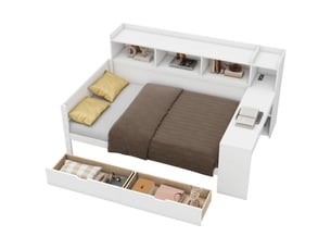 Lit simple 90x200 cm PHOEBE CAT coloris blanc