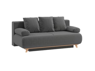 Canapé droit convertible <strong>WISHDOR</strong> <strong></strong> 3 places Velours côtelé gris avec coffre de rangement