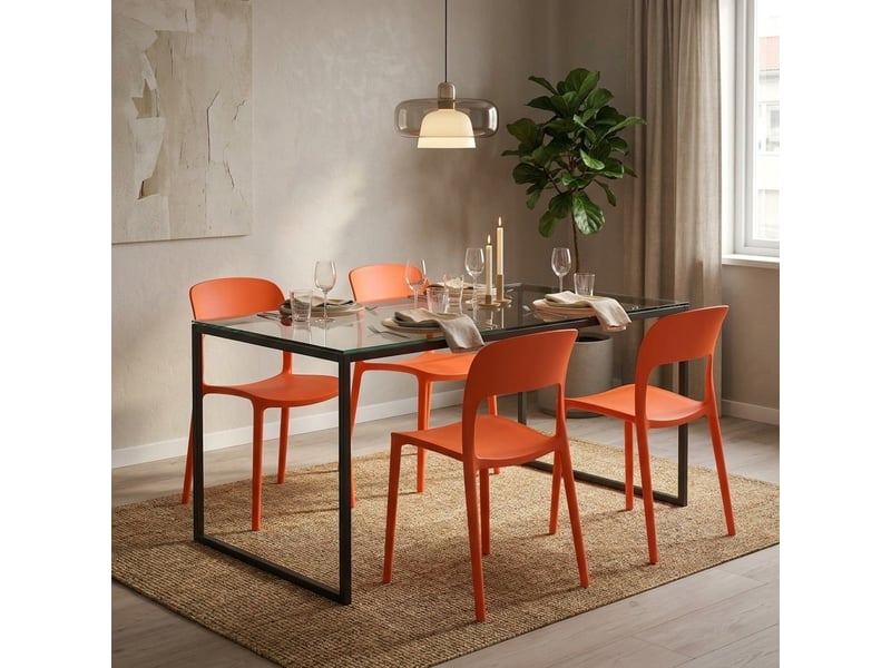  Lot de 2 chaises empilables intérieur et extérieur sirolo - orange  - Conforama B