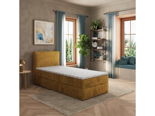 Lit avec rangement 100x200 cm <strong>MASSENO</strong> <strong></strong> coloris jaune