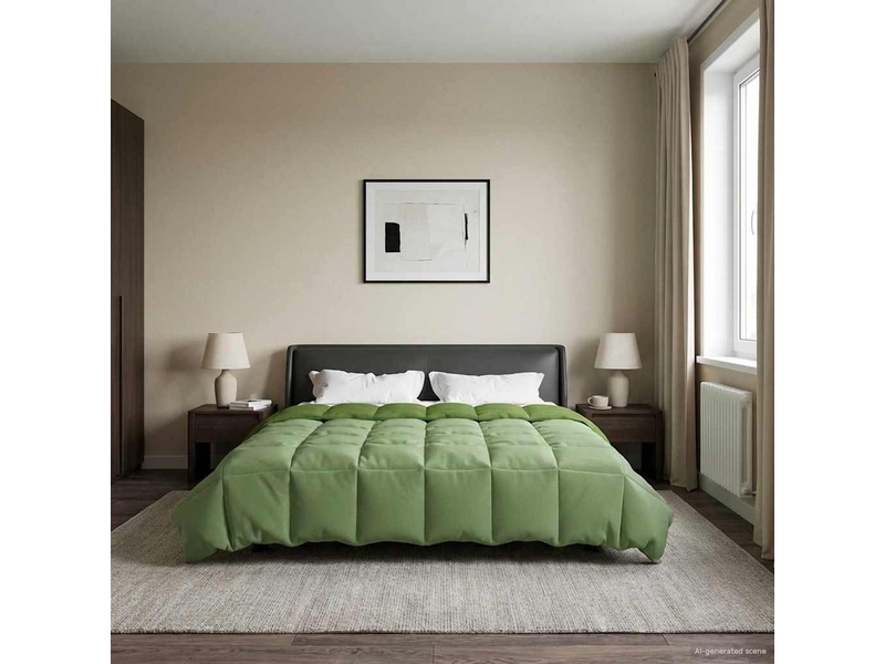 Couette - duvet d'été 200 x 240 cm été microfibre (100% polyester) vert - Conforama D