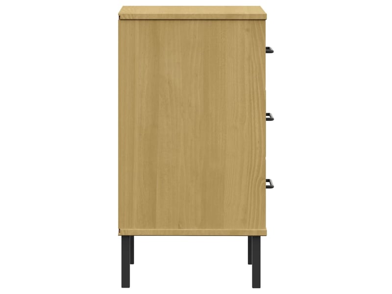  Table de chevet - cabinet de chevet - table de nuit avec pieds en métal marron bois pin massif oslo  - Conforama E