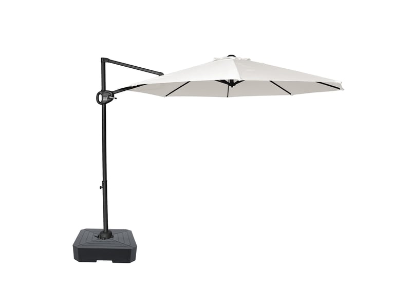 Axi solea parasol déporté rond avec pied de parasol, ø 300 cm, antracitebeige| parasol de jardin terrasse, toile anti-uv, indice upf 30+ | housse de protection inclus  - Conforama A