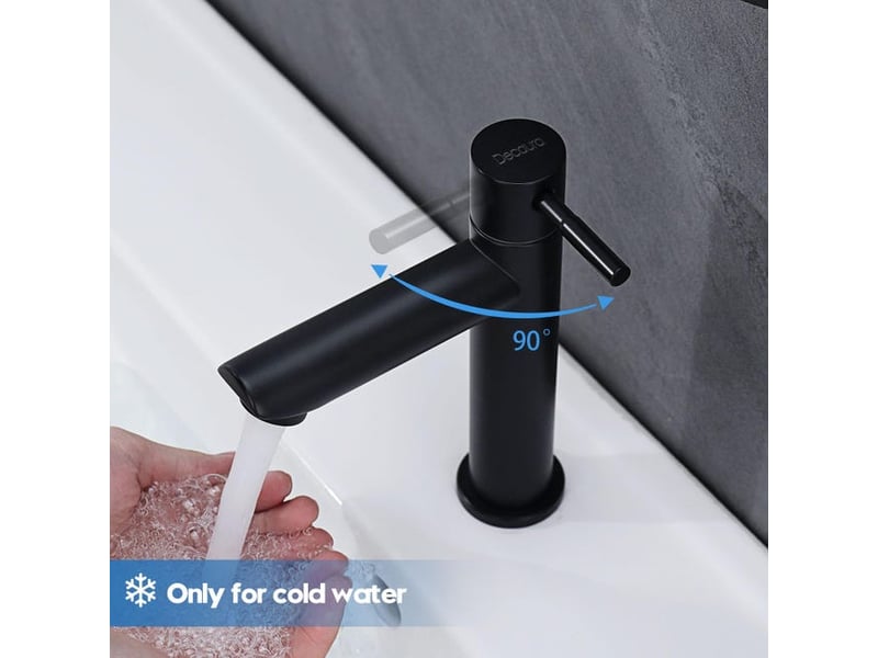  Robinet d'évier à eau froide uniquement, robinet de lavabo à eau froide (convient aux toilettes), acier inoxydable noir mat - noir  - Conforama C