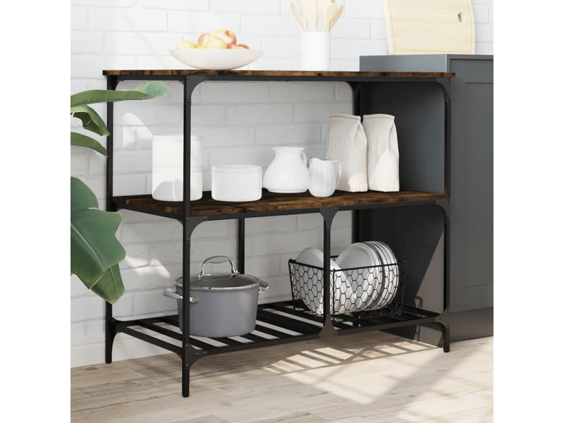  Desserte de cuisine, chariot de rangement chêne fumé 100x50x95 cm bois d'ingénierie  - Conforama C