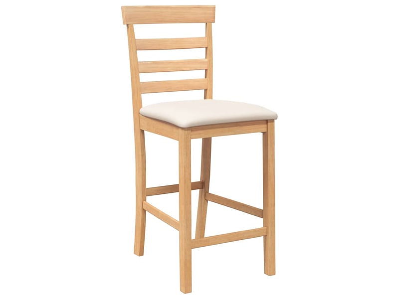  Lot de 2 tabouret de bar, chaise de bar avec coussins naturel bois massif d'hévéa  - Conforama D