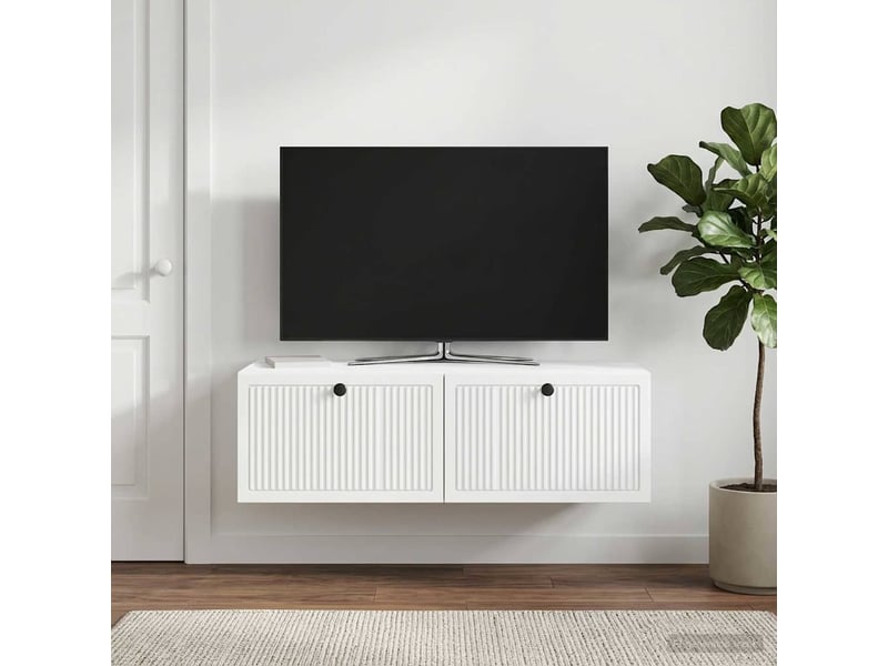  Meuble tv - banc tv - meuble de rangement mural blanc 98 x 41 x 30 cm bois d'ingénierie  - Conforama B