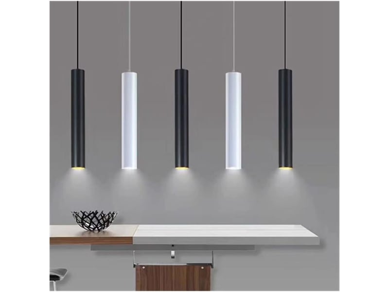  Lampe à suspension de 30 cm à cylindre noir 3000k lumière chaude  - Conforama D
