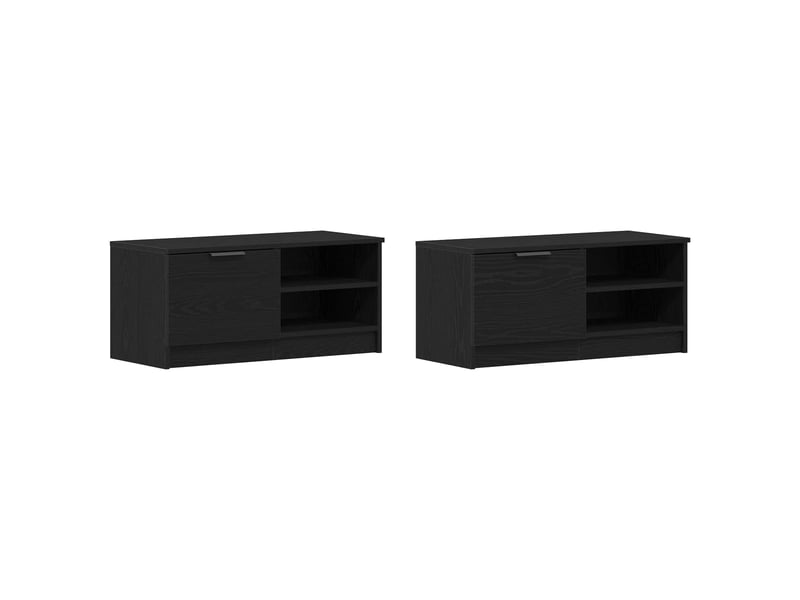  Meuble tv - banc tv - meuble de rangement 2 pcs chêne noir bois d'ingénierie  - Conforama A