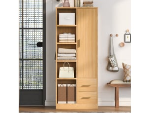 Armoire 1 porte(s) battante 2 tiroir(s) MODFU coloris naturel largeur 70 cm