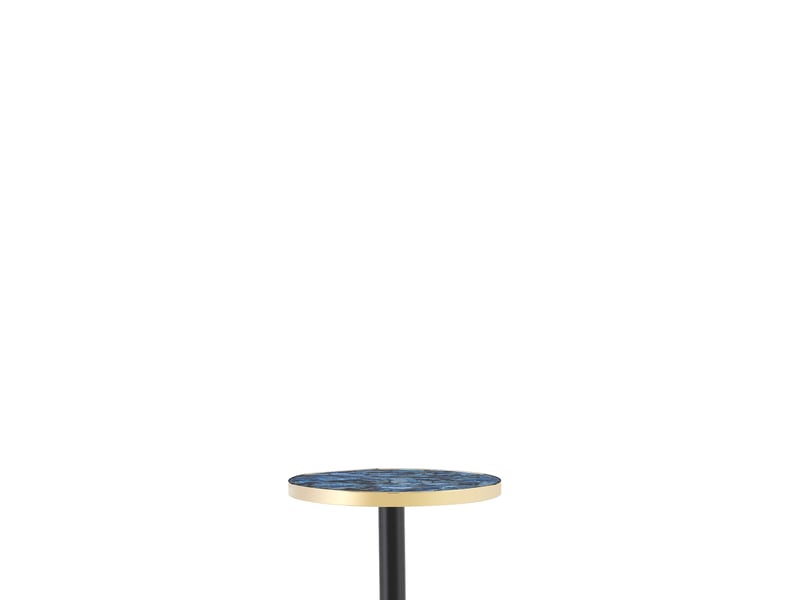  Table de jardin bistrot ronde avec pied central, plateau effet marbre et bord doré, pour balcon, bleu, ø 60 × 73,7 cm  - Conforama D