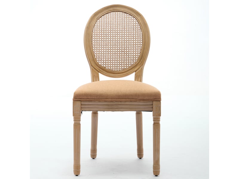  Lot de 2 chaises de salle à manger en lin et rotin tan W3223P520423 - Conforama A
