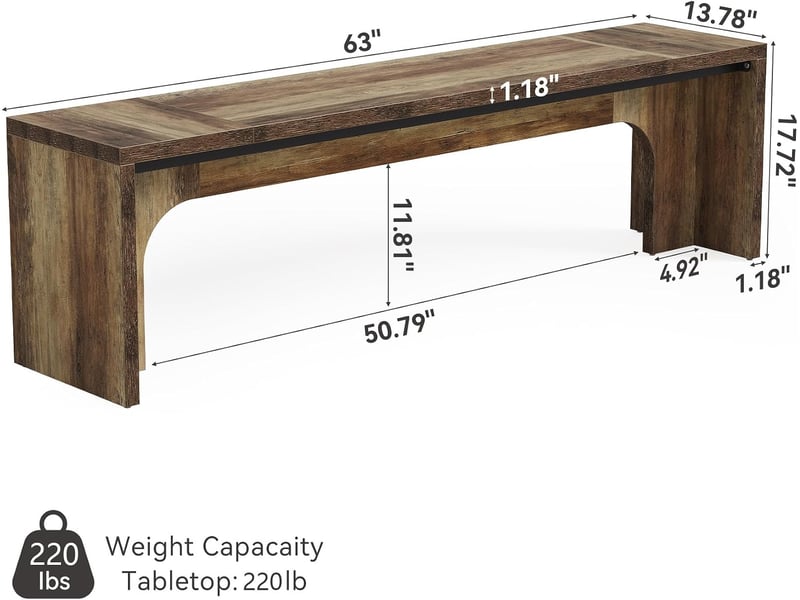  Banc d'entrée de 160 cm de long, banc à chaussures de style industriel, banc de bout de lit pour chambre, banc à chaussures d'intérieur en mdf (norme e1) pour couloir ou hall d'entrée  - Conforama C