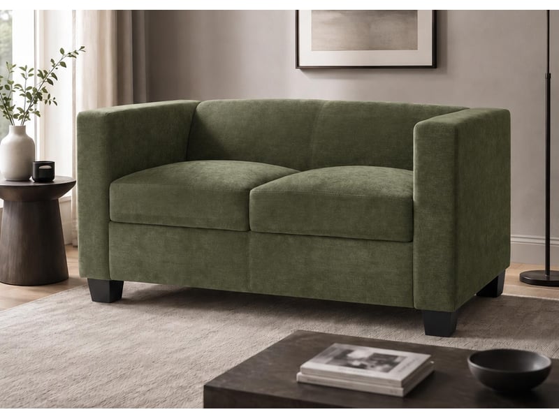 Canapé 2 places lille, canapé lounge 2 places, suspension nosag, tissuchenille (260 gm²) 136 cm - vert  - Conforama B